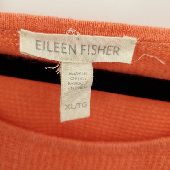 Eileen Fisher Cotton Cashmere Waffle Knit Top XL Orange - Picture 4 of 14